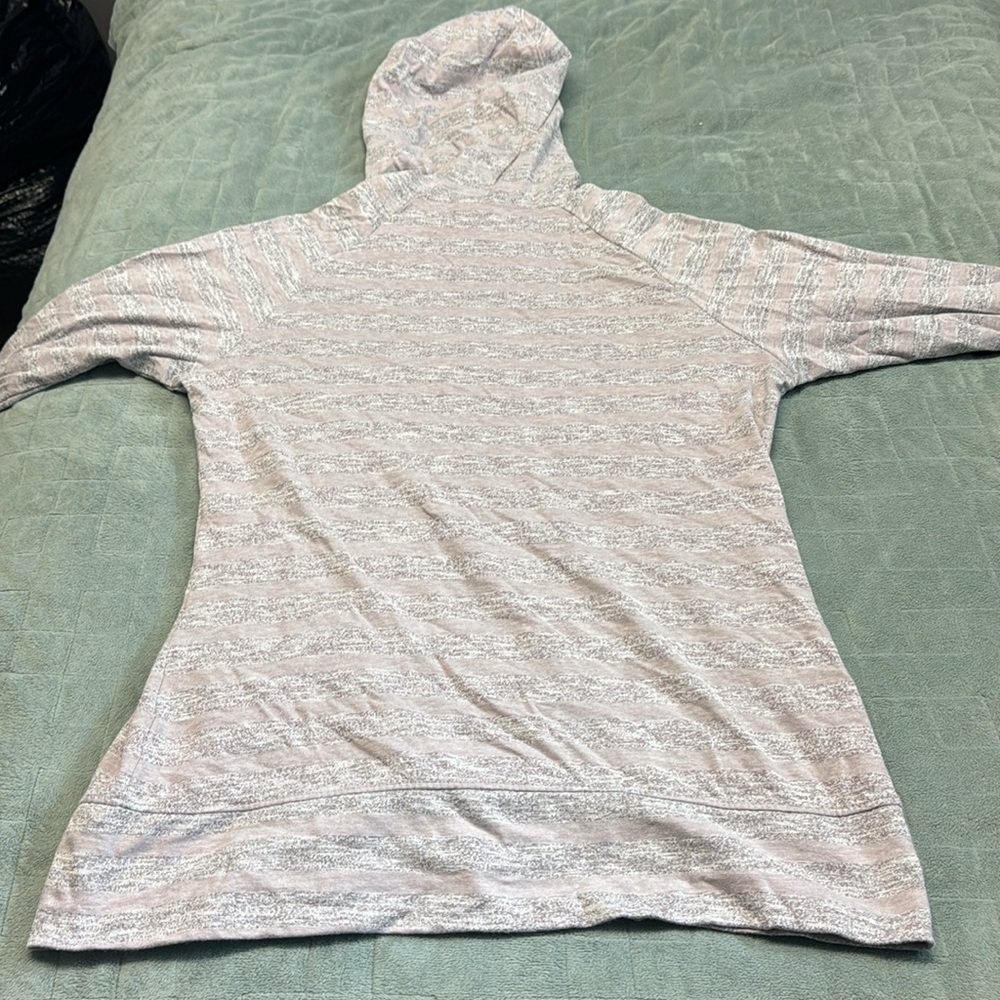 Columbia Hooded Sweatshirt, Jacket, Zip-up, Mauve, Pink, Striped, Size M - Picture 3 of 9